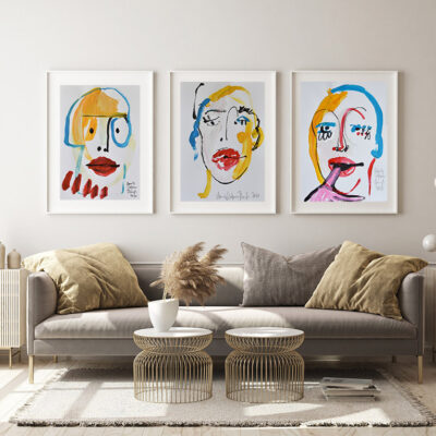 mock up poster frame in modern interior background, living room,