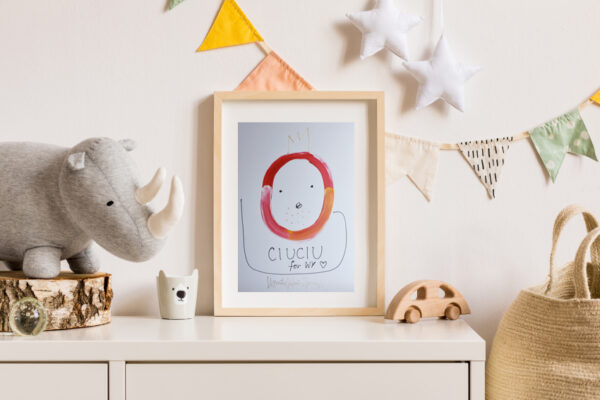 The modern scandinavian newborn baby room with mock up photo fra