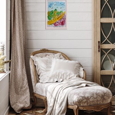 Vintage living room with lounge armchair, 3d render