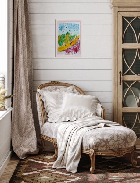 Vintage living room with lounge armchair, 3d render