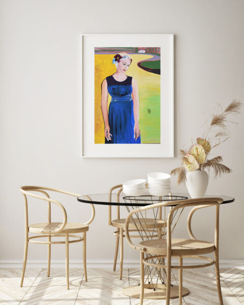 mock up poster frame in modern interior background, living room,