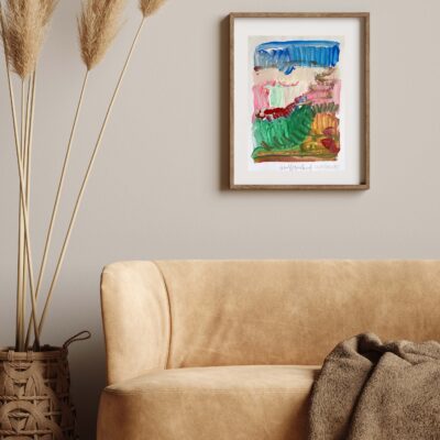 Mock up frame in home interior background, beige room with minim