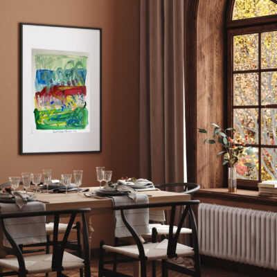 Mock up frame in cozy modern dining room interior, 3d render