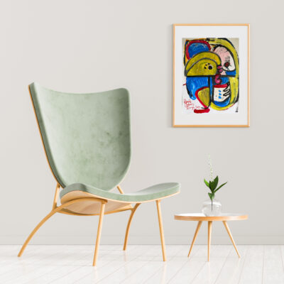 Mock up poster frame in scandinavian style interior. Minimalist interior design. 3D illustration.