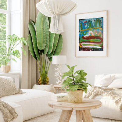 Mockup in interior background, room in light pastel colors, Scan