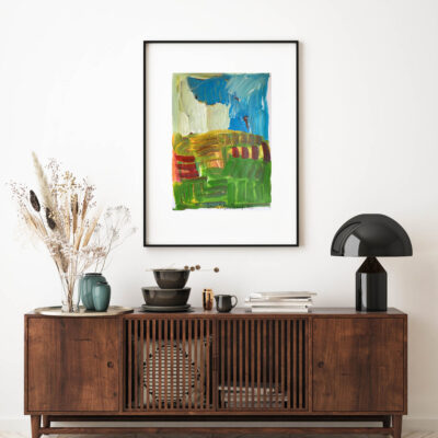 mock up poster frame in modern interior background, living room,