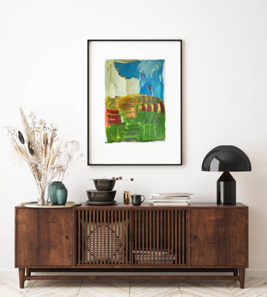 mock up poster frame in modern interior background, living room,