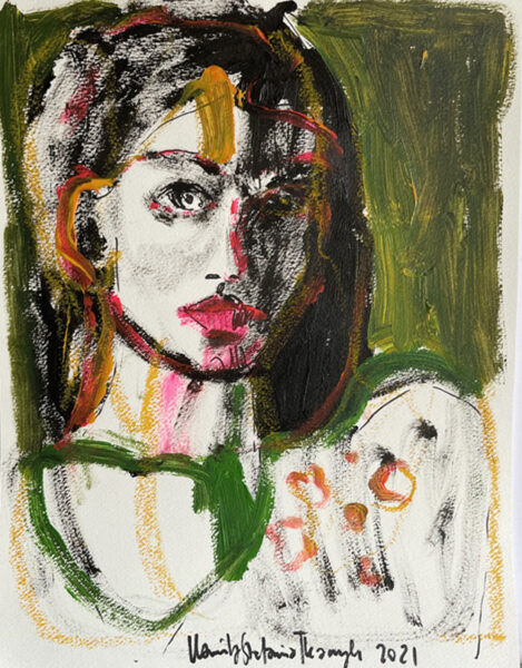 0343 akp Portrait on the green background 2021