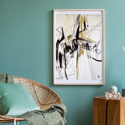 Interior design of living room at modern home with stylish ratta