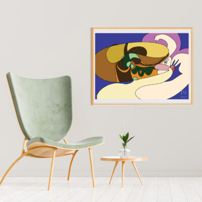 Mock up poster frame in scandinavian style interior. Minimalist interior design. 3D illustration.