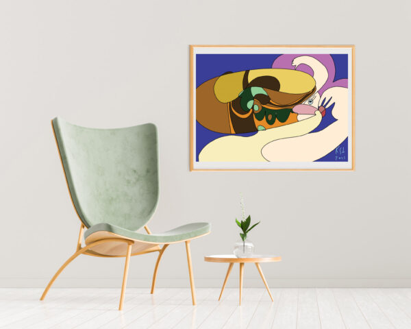 Mock up poster frame in scandinavian style interior. Minimalist interior design. 3D illustration.