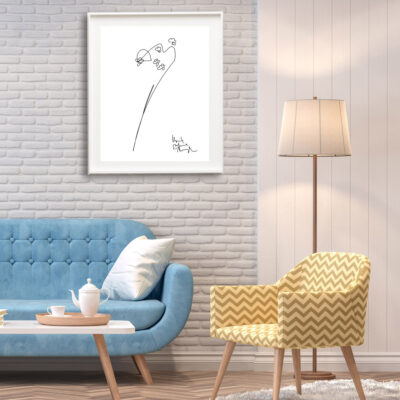 Vintage living room 3d rendering image.The Rooms have  wooden floors and white brick walls.furnished with blue sofa and yellow chair There are blue window overlooking to the nature.