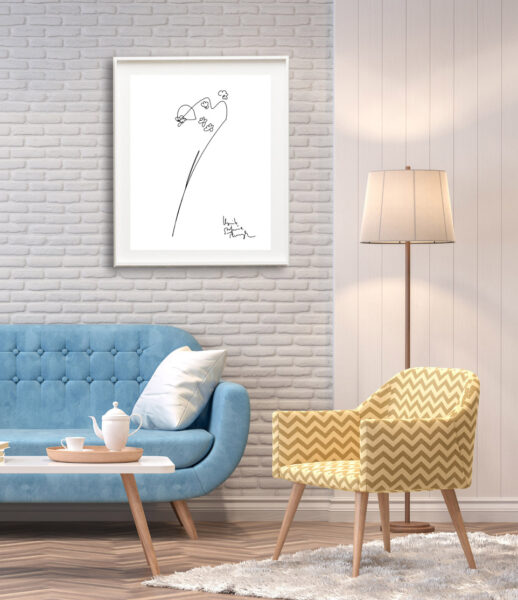 Vintage living room 3d rendering image.The Rooms have  wooden floors and white brick walls.furnished with blue sofa and yellow chair There are blue window overlooking to the nature.