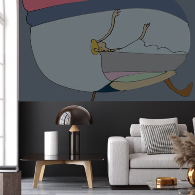 Mockup poster in minimalist modern living room interior backgrou