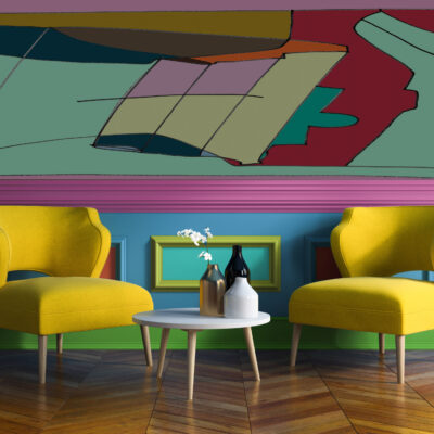 Interior of modern design room 3D illustration