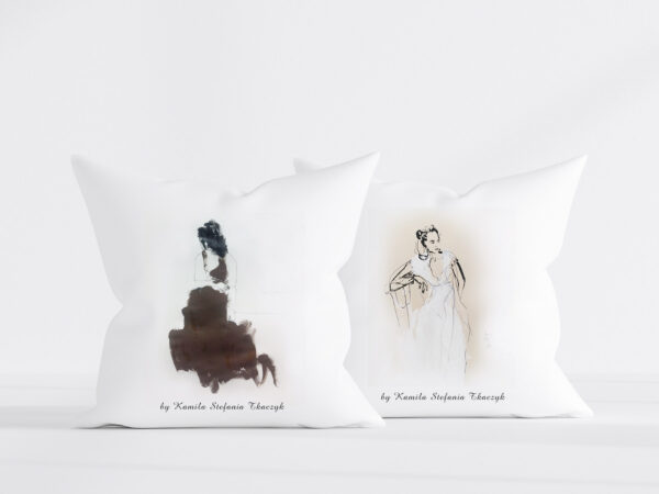two white square pillows on white background, pillow mockup, 3d