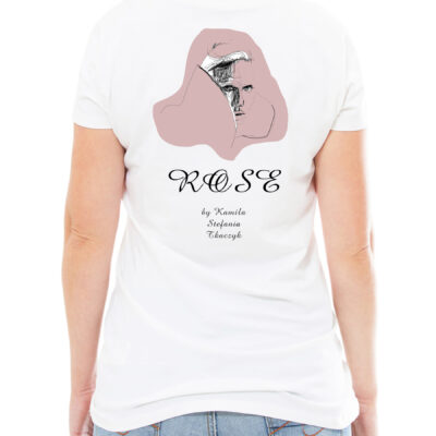 White t-shirt mock up blank close up, female t shirt set isolated over white