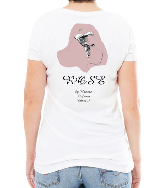 White t-shirt mock up blank close up, female t shirt set isolated over white