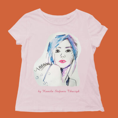 White t-shirt mock up blank close up, female t shirt set isolated over white