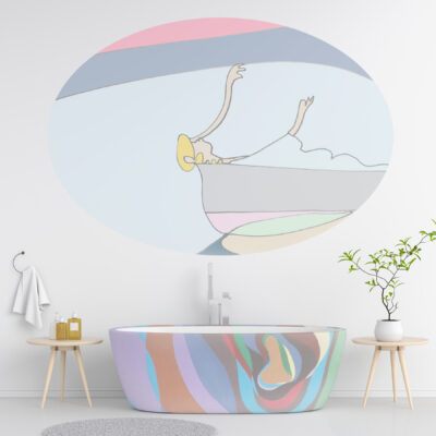 White bathroom interior bathtub for mockup, 3D rendering