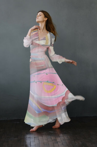 Woman in white dress posing glamor studio. High quality photo