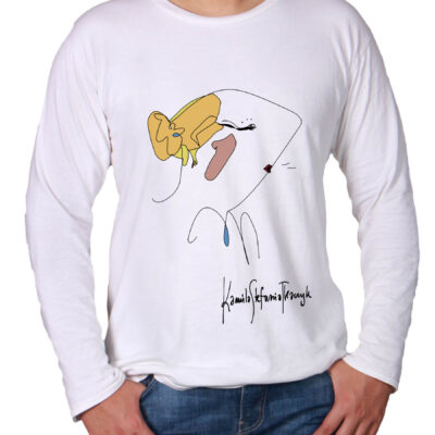 White long sleeved t-shirt mock up, front and back view, isolated. Male model wear plain white shirt mockup. Long sleeve shirt design template. Blank tees for print