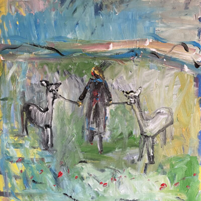 131 akp Girl with liamas 50 x 60 2023 s