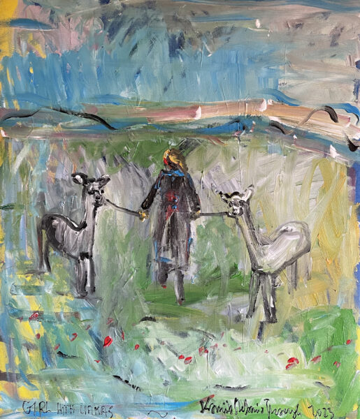 131 akp Girl with liamas 50 x 60 2023 s