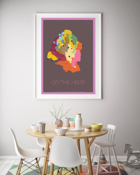 mock up poster frame in interior background with kids chair, sca