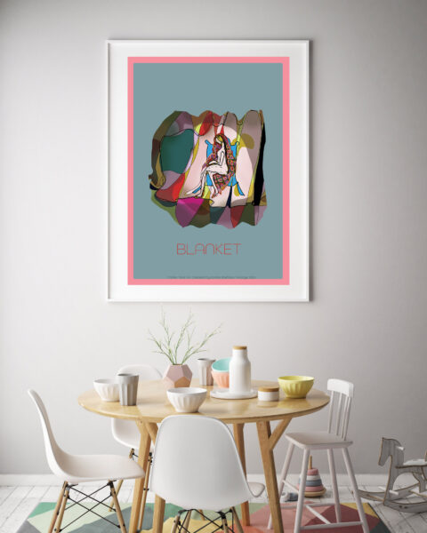 mock up poster frame in interior background with kids chair, sca