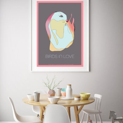 mock up poster frame in interior background with kids chair, sca