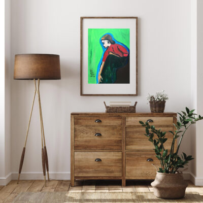 Mockup frame in farmhouse living room interior, 3d render