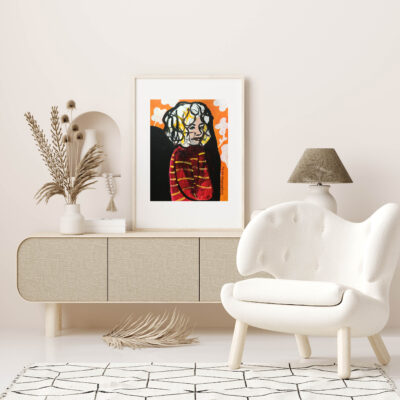 Mockup frame in interior background, room in light pastel colors