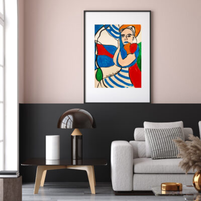 Mockup poster in minimalist modern living room interior backgrou