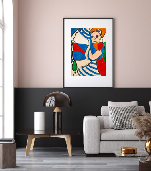 Mockup poster in minimalist modern living room interior backgrou