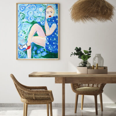 mock up poster frame in modern interior background, dinning room