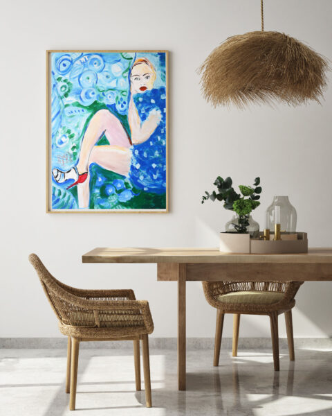 mock up poster frame in modern interior background, dinning room