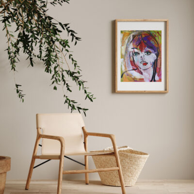 Mock up frame in home interior background, beige room with minim