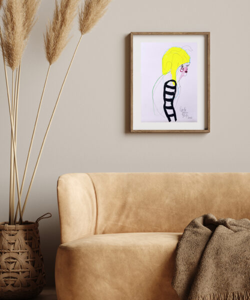 Mock up frame in home interior background, beige room with minim